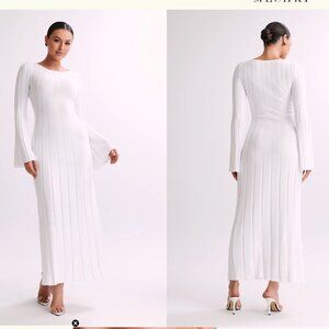 Meshki Mabel long sleeve knit maxi dress white XS